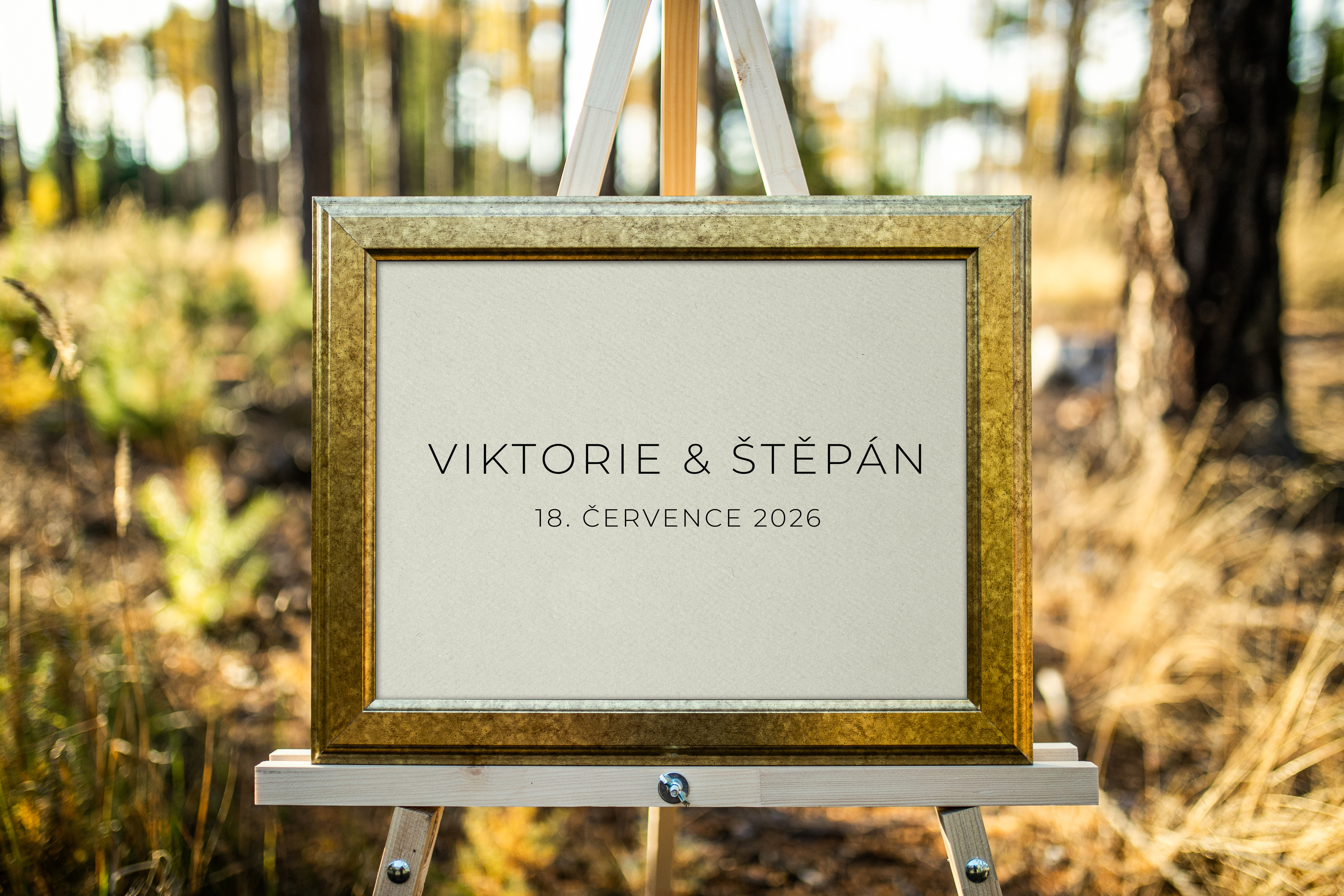 Vystavený uvítací svatební plakát